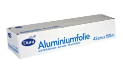 Aluminiumfolien>DUNI Aluminiumfolie, Abrollkarton 0,45 x 150 m, 12 µ Silber