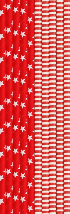 Strohhalme>DUNI Bio Papier-Trinkhalme 20 cm x Ø 6 mm Red & White