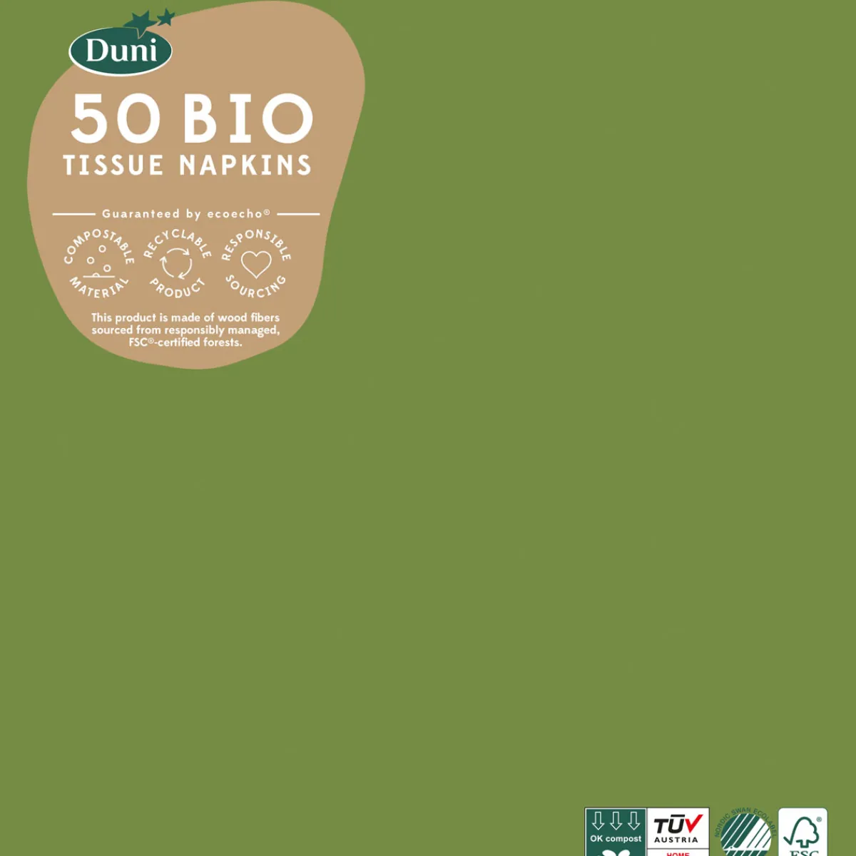 Servietten Im Dinnerformat>DUNI Bio Tissue-Serviette 40 x 40 cm Leaf Green 3-lagig