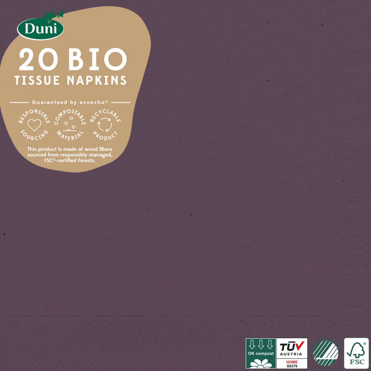 Servietten Im Lunchformat>DUNI Bio Tissue-Serviette 33 x 33 cm Plum 3-lagig
