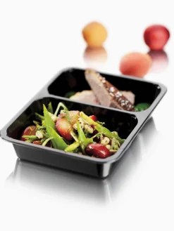 Siegelschalen>DUNIFORM CPET-Schale 225 x 175 x 43 mm Schwarz 2-Teilung