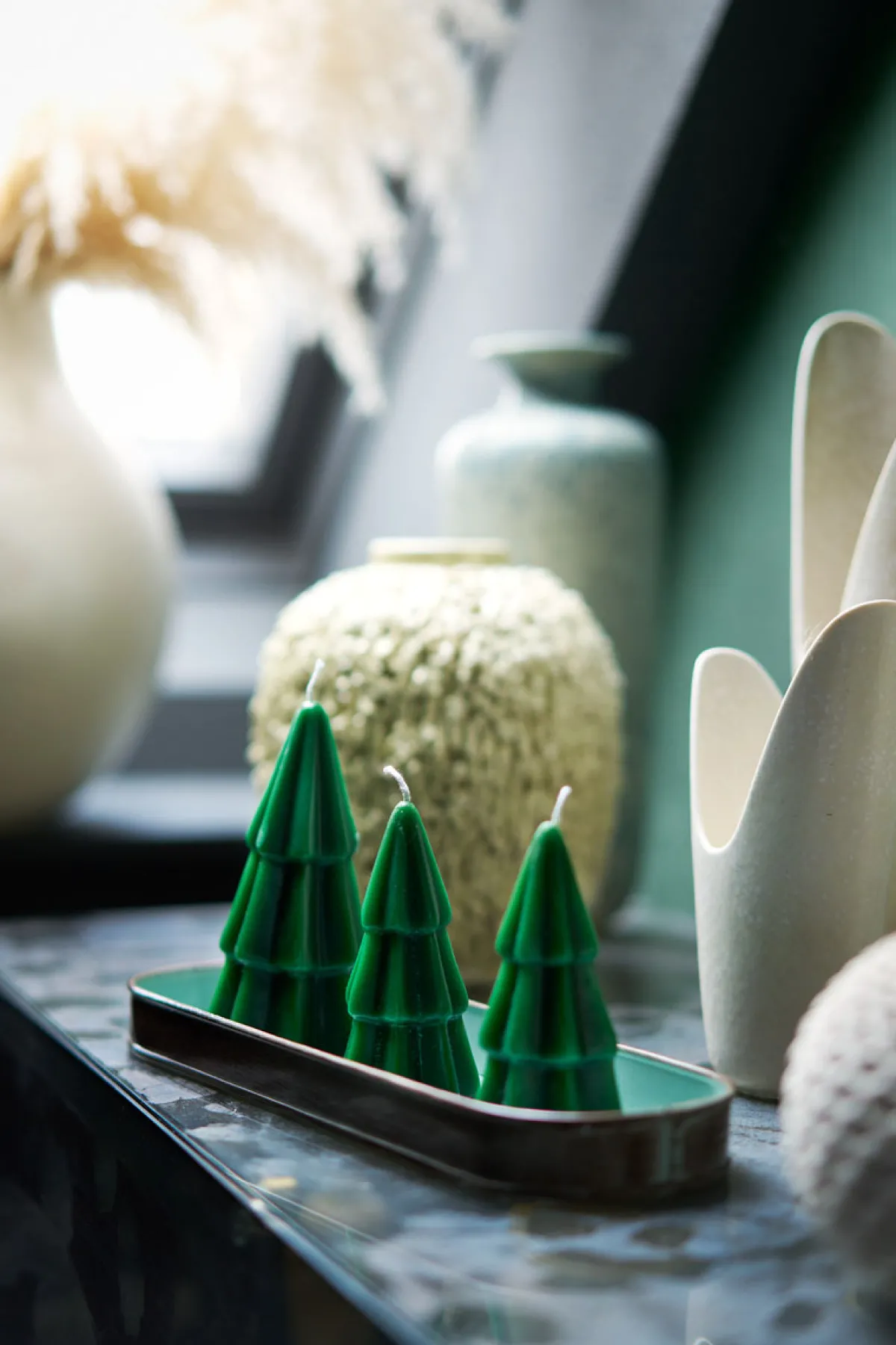 Indoor-Kerzen>DUNI DecoratedCandle 14 Std. Jägergrün