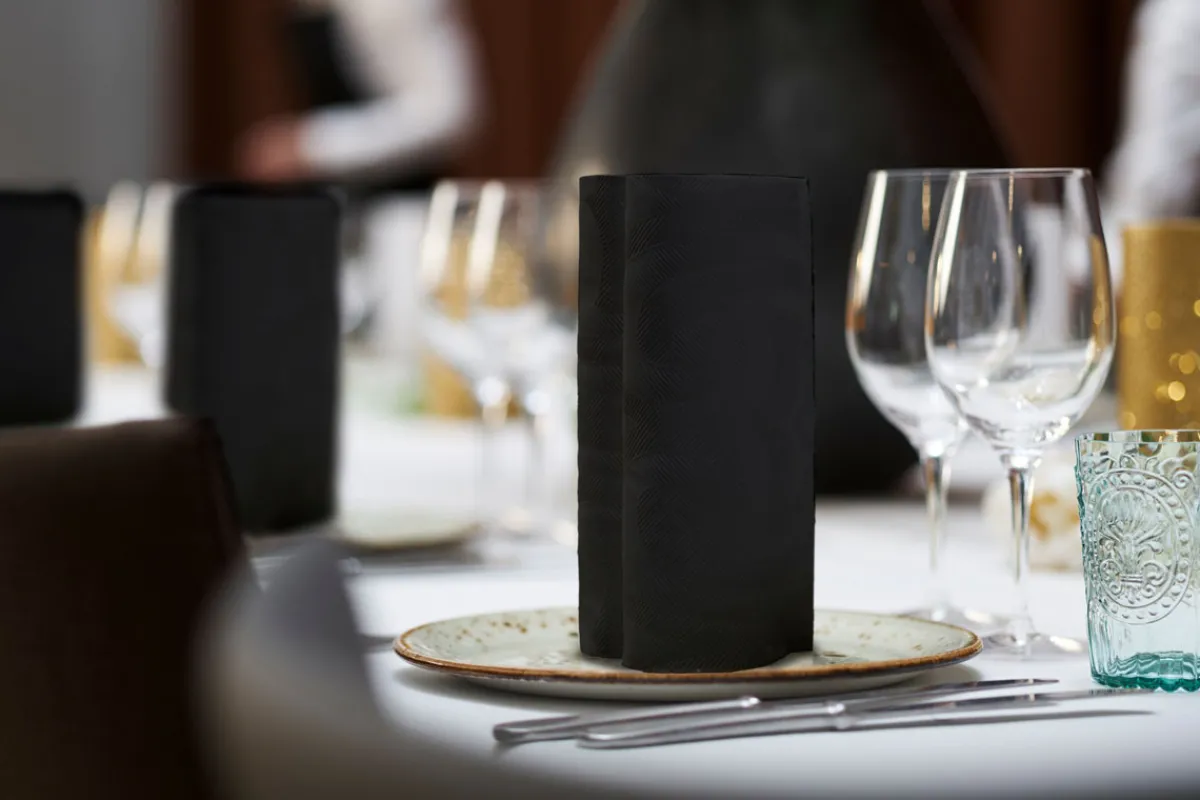 Servietten Im Dinnerformat>DUNI Elegance®-Serviette Lily 48 x 48 cm Schwarz