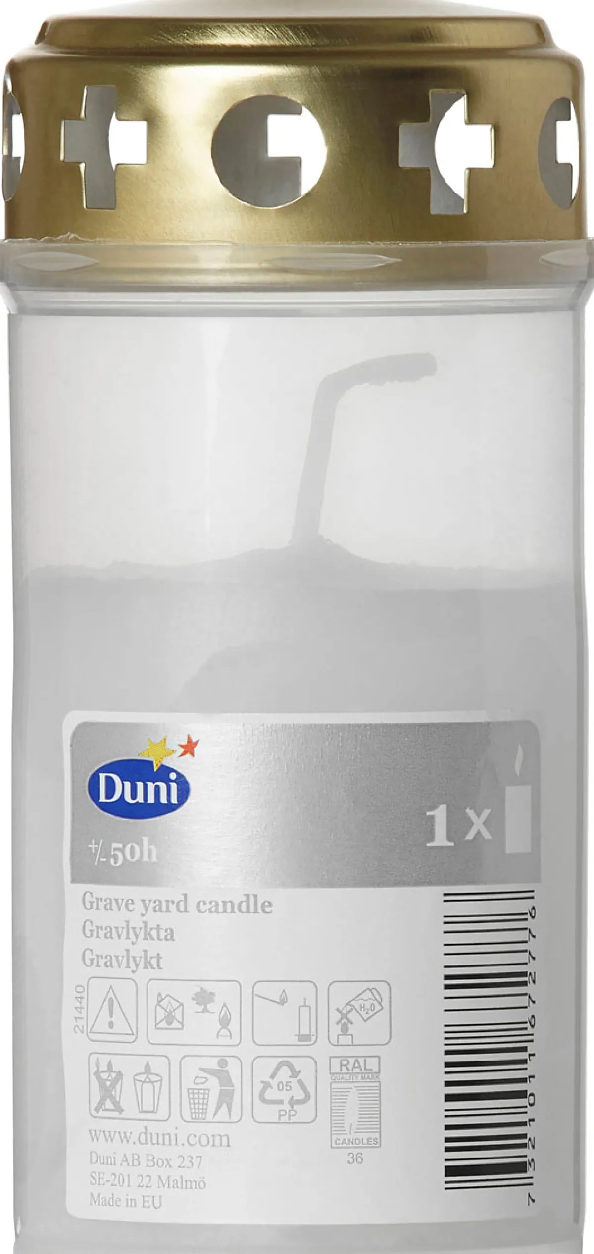 Outdoor-Kerzen>DUNI Grablicht mit Deckel 140 x Ø 70 mm 50 Std. Weiß