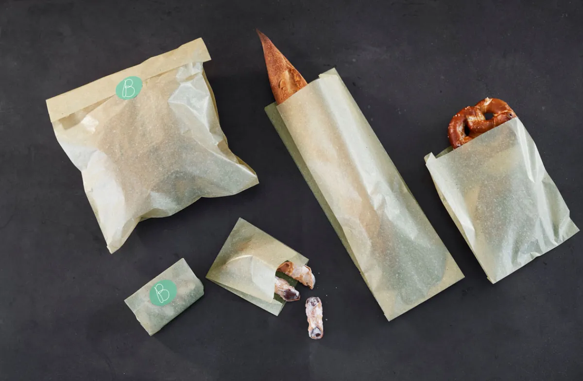 Take-Away-Taschen>DUNI Graspapier-Tüte, Bloom Medium 310 x 200 mm Nature