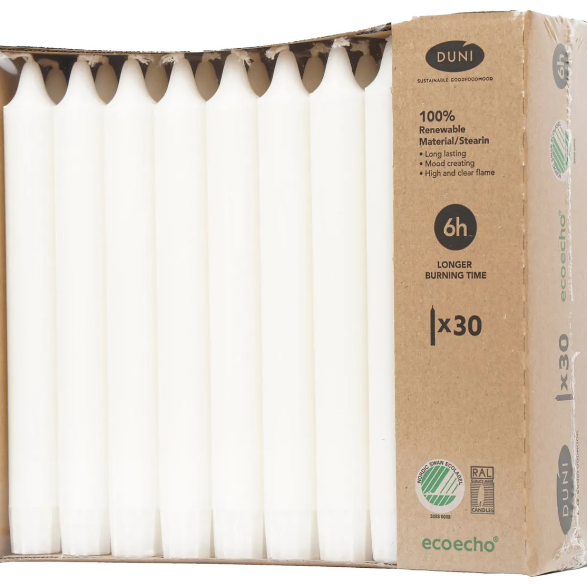 Stabkerzen>DUNI Kerzen 190 x Ø 22 mm 6 Std. Weiß