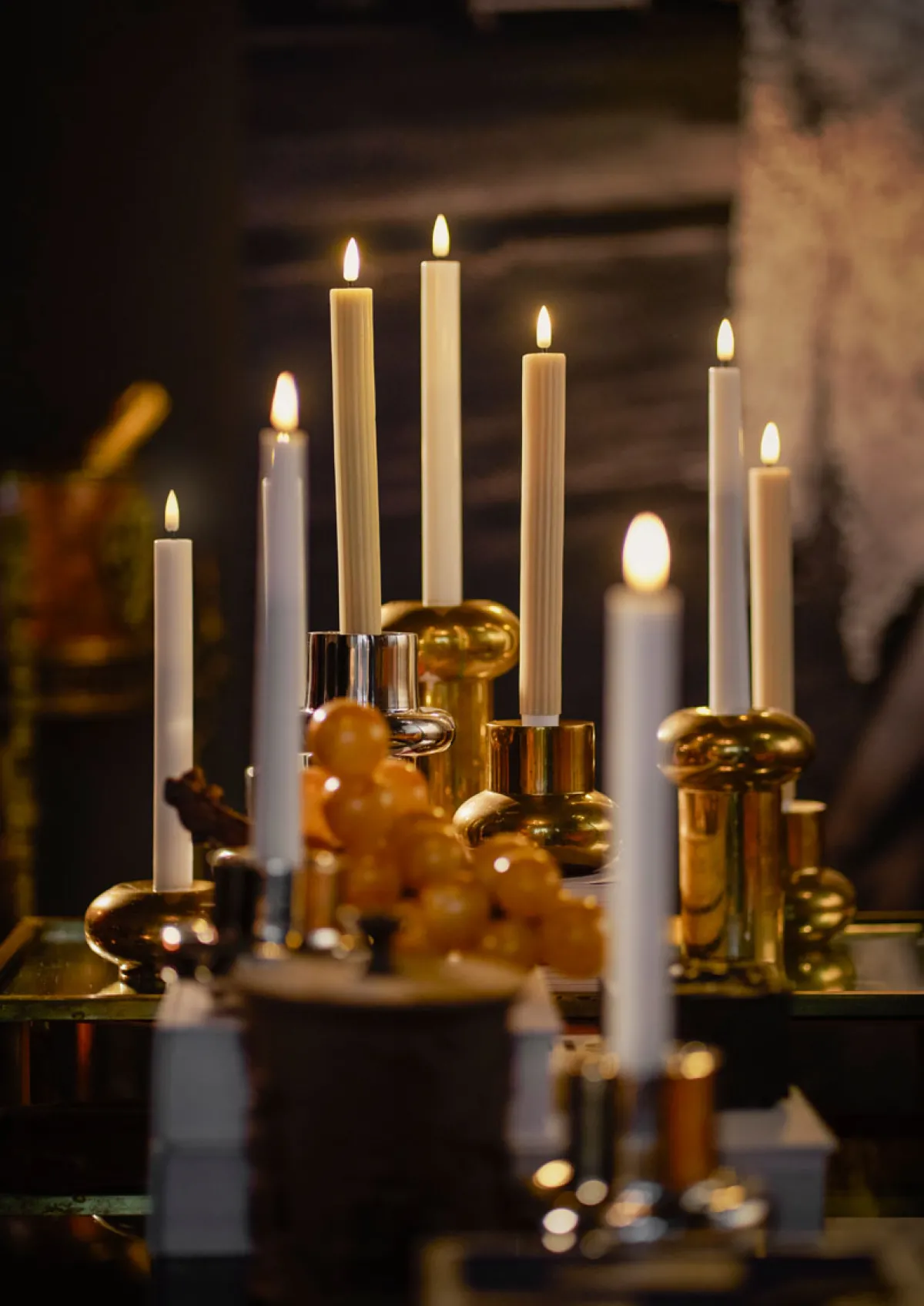 Led Leuchten>DUNI LED Antique Candle, 2xAAA batterien 245 x Ø 22 mm Weiß