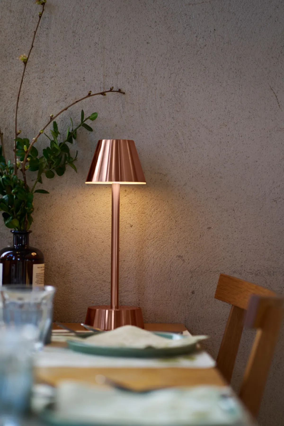 Led Lampen>DUNI LED Lampe kabellos Zelda 32 x Ø 10,3 cm 14 Std. Roségold