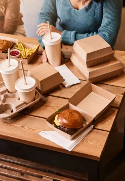 Boxen>DUNI Menübox Burger 700 ml Braun ungeteilt