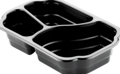 Siegelschalen>DUNIFORM PP Schale Take-Away 250 x 159 x 48 mm Schwarz 3-Teilung