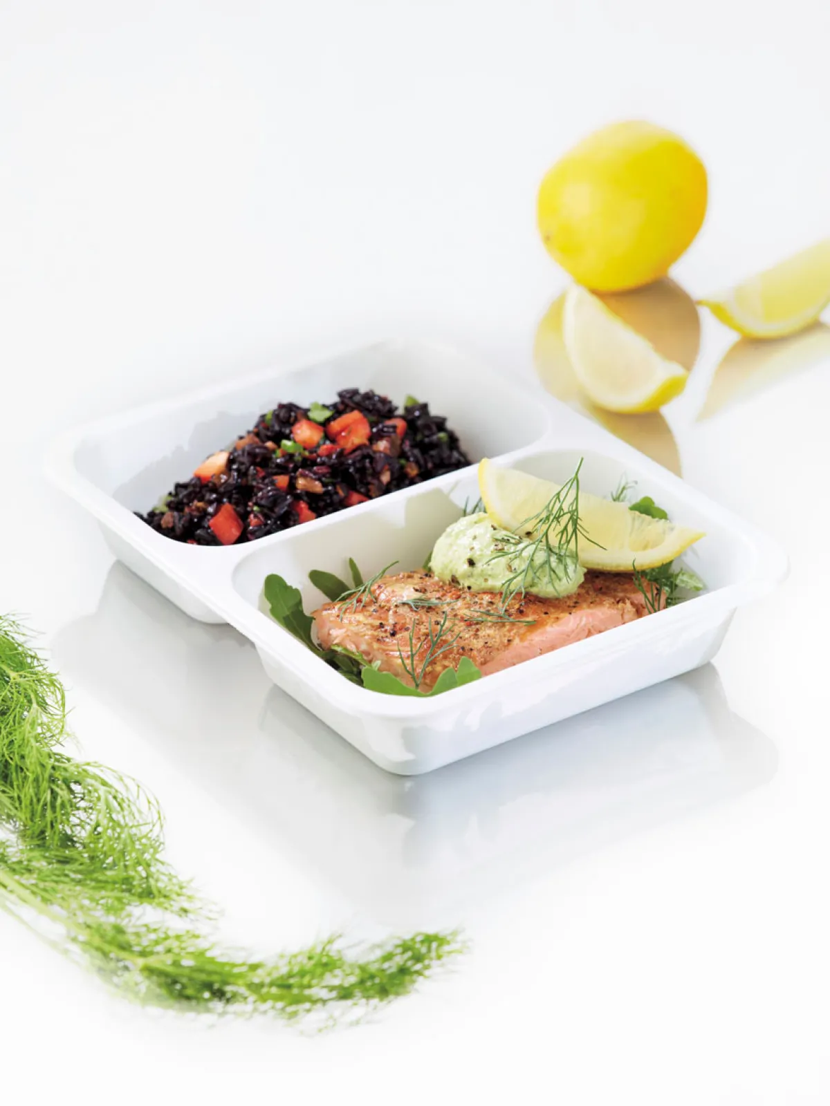 Siegelschalen>DUNIFORM PP-Schale Caterline 227 x 178 x 40 mm Weiß 2-Teilung