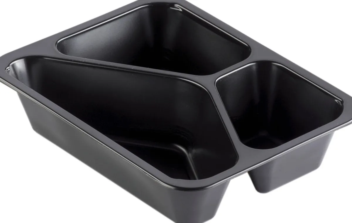 Siegelschalen>DUNIFORM PP-Schale Caterline 227 x 178 x 50 mm Schwarz 3-Teilung
