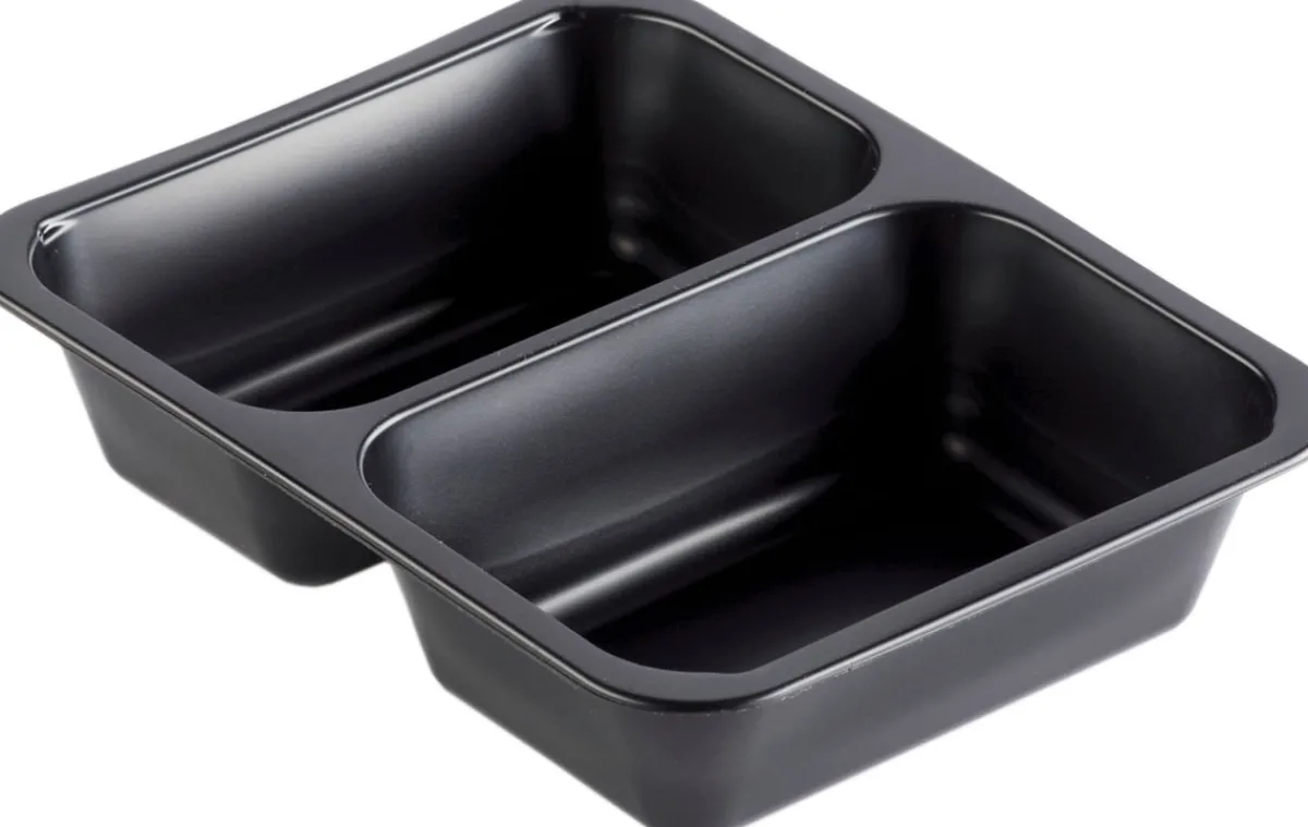 Siegelschalen>DUNIFORM PP-Schale Caterline 227 x 178 x 50 mm Schwarz 2-Teilung