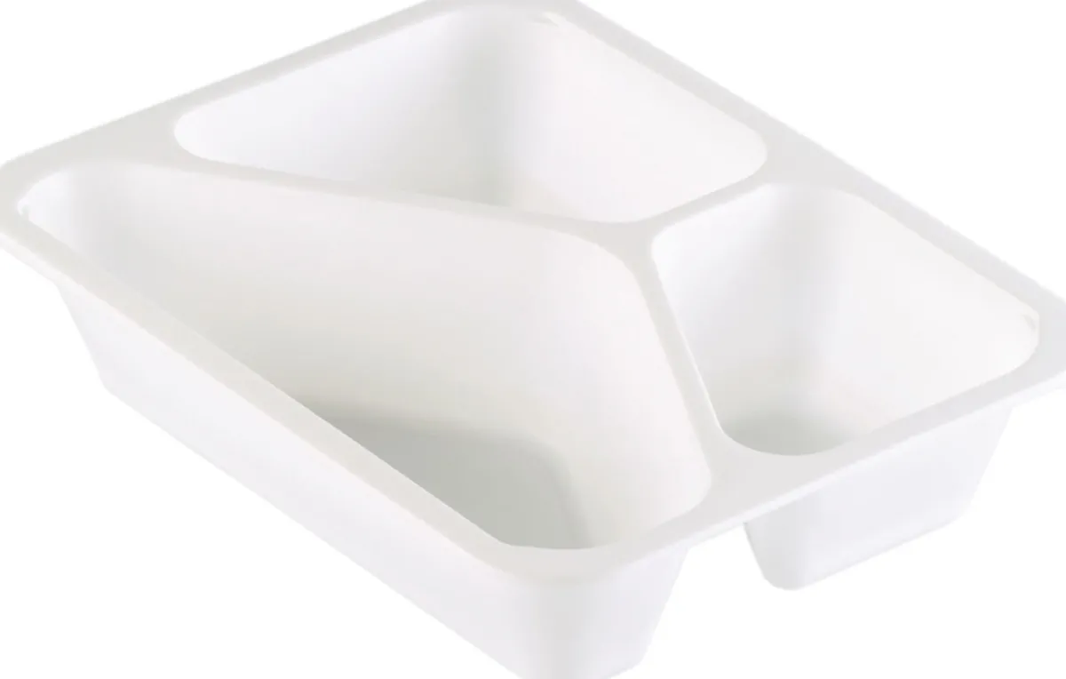 Siegelschalen>DUNIFORM PP-Schale Caterline 227 x 178 x 50 mm Weiß 3-Teilung