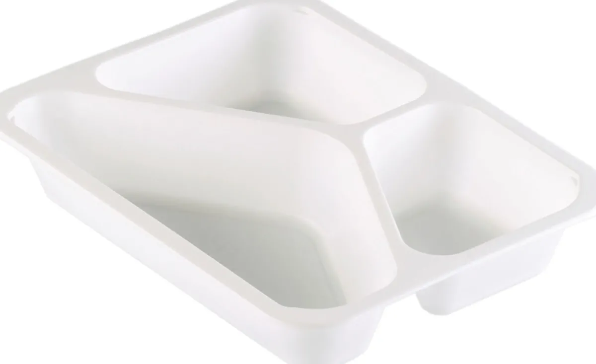 Siegelschalen>DUNIFORM PP-Schale Caterline 227 x 178 x 40 mm Weiß 3-Teilung