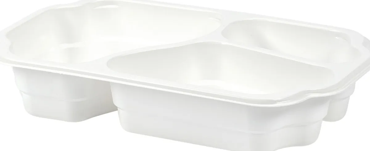 Siegelschalen>DUNIFORM PP-Schale Take-away 250 x 159 x 48 mm Weiß 3-Teilung