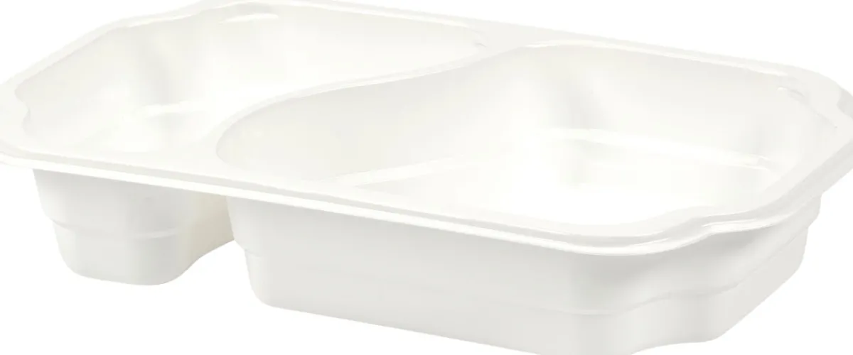 Siegelschalen>DUNIFORM PP-Schale Take-away 250 x 159 x 45 mm Weiß 2-Teilung