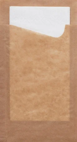 Einwickelpapier>DUNI Snack Sacchetto mit weißer 2-lg. Serviette 113 x 210 mm Braun