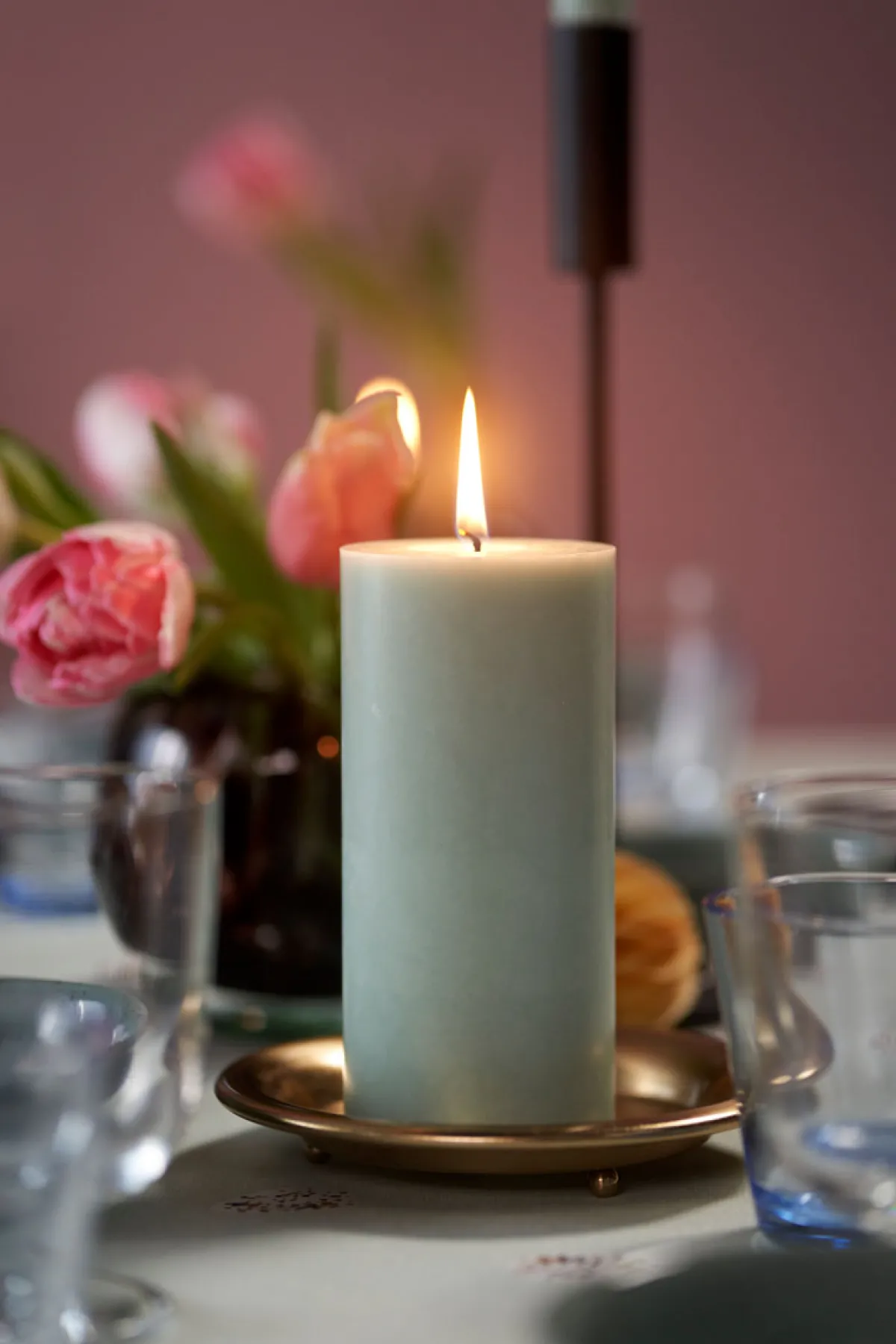 Stumpenkerzen>DUNI Stumpenkerzen 150 x Ø 70 mm 62 Std. Leicht Blau