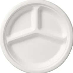 Bagasse Teller & Schalen>DUNI Teller 3-geteilt Ø 26 cm Weiß