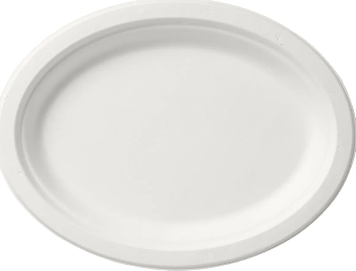 Bagasse Teller & Schalen>DUNI Teller oval Ø 26 cm Weiß