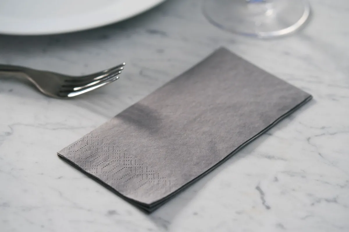 Vorgefaltete Servietten>DUNI Tissue-Serviette 33 x 33 cm Granite Grey 3-lagig