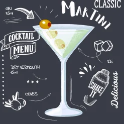 Cocktailservietten>PAPER + DESIGN Tissue-Serviette 24 x 24 cm Martini Black 3-lagig