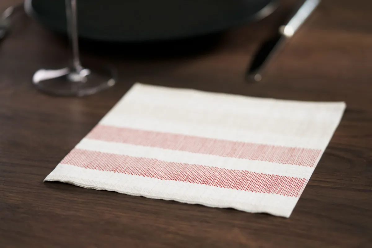 Servietten Im Dinnerformat>DUNI Tissue-Serviette 40 x 40 cm Rigato Bordeaux 3-lagig