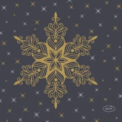 Cocktailservietten>DUNI Tissue-Serviette 24 x 24 cm Snowstars Black 3-lagig