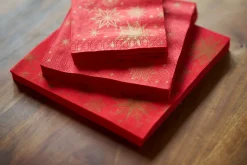 Cocktailservietten>DUNI Tissue-Serviette 24 x 24 cm Stargazing Red 3-lagig