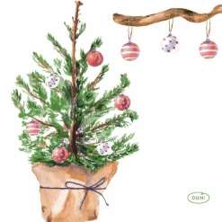 Cocktailservietten>DUNI Tissue-Serviette 24 x 24 cm Tree and Baubles 3-lagig