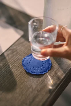 Untersetzer>DUNI Tissue-Untersetzer, rund Ø 7,5 cm Dunkelblau Mehrlagig