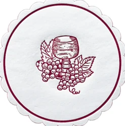Untersetzer>DUNI Tissue-Untersetzer, rund Ø 10 cm Grapes Bordeaux Mehrlagig