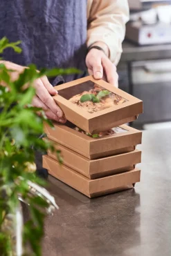 Boxen>DUNI Viking Brick Deckel mit Fenster 1100 ml Braun